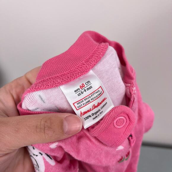 Hanna Andersson Pink Bunny Rabbit PJs 60 cm 6-9 Months - Picture 4 of 5